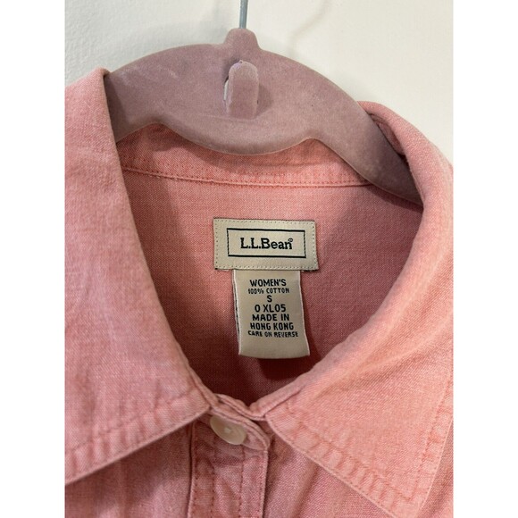 L.L. Bean Womens Size Small Pink Button Up Long Sleeve Shirt 100% Cotton - Picture 3 of 4